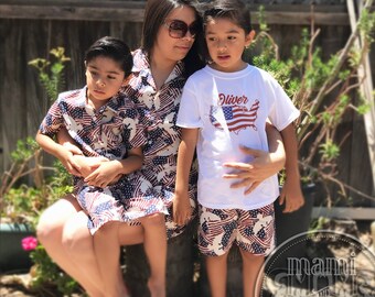 mom and son matching 4th of july outfits