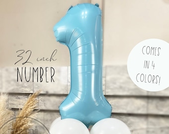 Giant Blue Number Mylar Foil Balloon, 32 inch giant numbers party decoration, 1st birthday balloon, Number 1 2 3 4 5 6 7 8 9 0 Giant Balloon