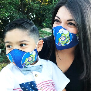 Reusable Made in USA Toy Story buzz lightyear Machine Washable Triple layer 100/% Cotton Reversible 2 in 1 Kids Face Mask Adult Mask