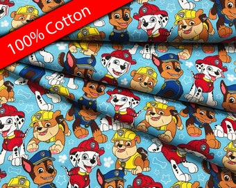 Blue Paw Patrol Fabric by the Yard | Boys Paw Patrol fabric for Kids Face Masks | 100% Cotton Paw Patrol Fabric By the Yard | Ready to Ship