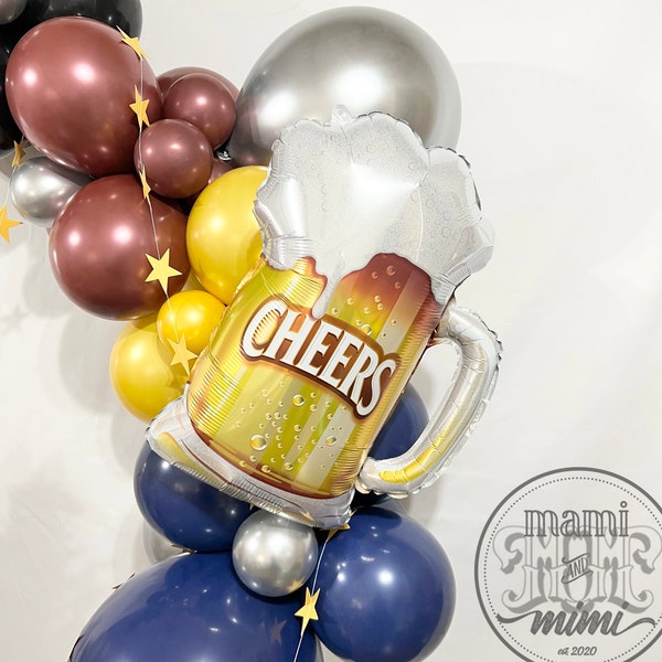 Beer Mug Mylar Foil Balloon, Mens Birthday party theme decorations, Aged to Perfection Fathers Day Party Decor Giant Beer Mug Bottle Balloon