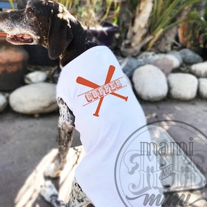 Personalized Baseball bat Dog Name T Shirt | Baseball Sports Lover Personalized Dog Clothing w/ Dog Name | Custom name shirt for dog & cat