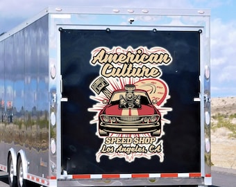Racing Car Custom Trailer Logo or Text Vinyl Sticker | Custom text Sticker for Car | Custom Logo, Water proof Sticker Decal |