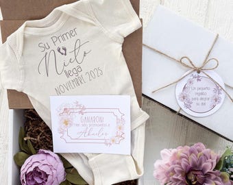 Spanish Baby Reveal Pregnancy Announcement Onesie® Gift Box for Abuelos | Spanish Anuncio Primer Nieto | Spanish New Baby Announcement