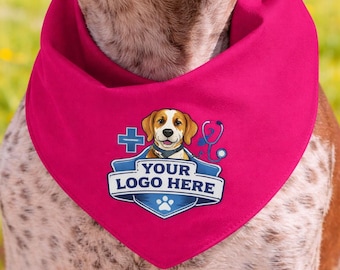 Paquete de 25 pañuelos para perros hechos a mano con logotipos personalizados para peluqueros, veterinarios y suministros para mascotas. Bandanas para perros y gatos al por mayor.