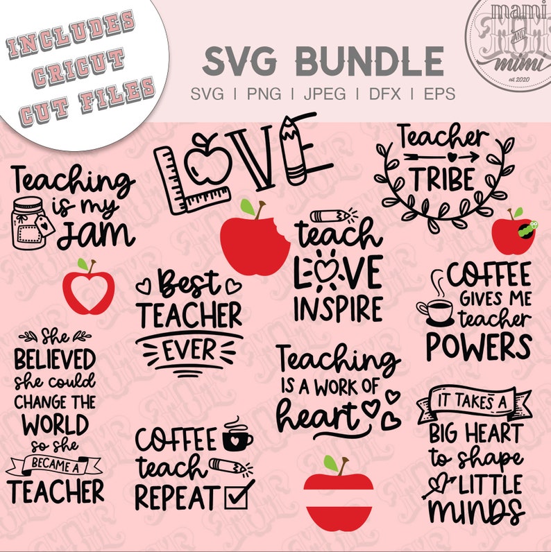 Download Cricut Cut File Download Svg Dxf Png Teacher Shirt Svg Teacher Svg Bundle Teacher Quotes Svg For Silhouette Cameo Back To School Svg Clip Art Art Collectibles Vadel Com