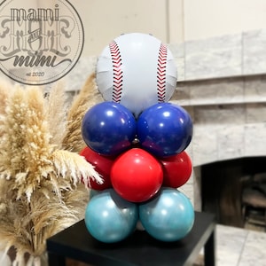 Red White Blue Baseball Birthday Balloon sculpture DIY kit, Boys Baseball Sports Birthday Balloon Decor, Baseball mini column balloon decor