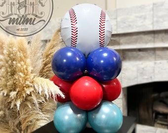 Red White Blue Baseball Birthday Balloon sculpture DIY kit, Boys Baseball Sports Birthday Balloon Decor, Baseball mini column balloon decor