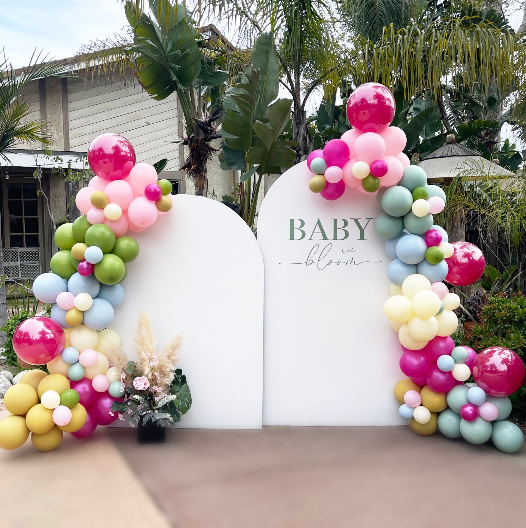 Déco Baby Shower Fille - Kit 338 Pièces Avec Arche à Ballons Et Guirlande