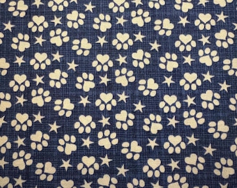 Hundepfoten Stoff Meterware |  Stoff für Haustier Bandanas | 100% Baumwolle Haustier Stoff Meterware | Versandfertig