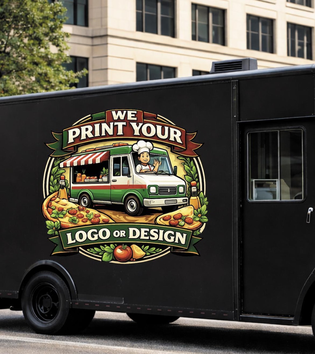 Food Decals Custom Food Truck Logo Decal Sticker | Custom Text Sticker for Truck ...