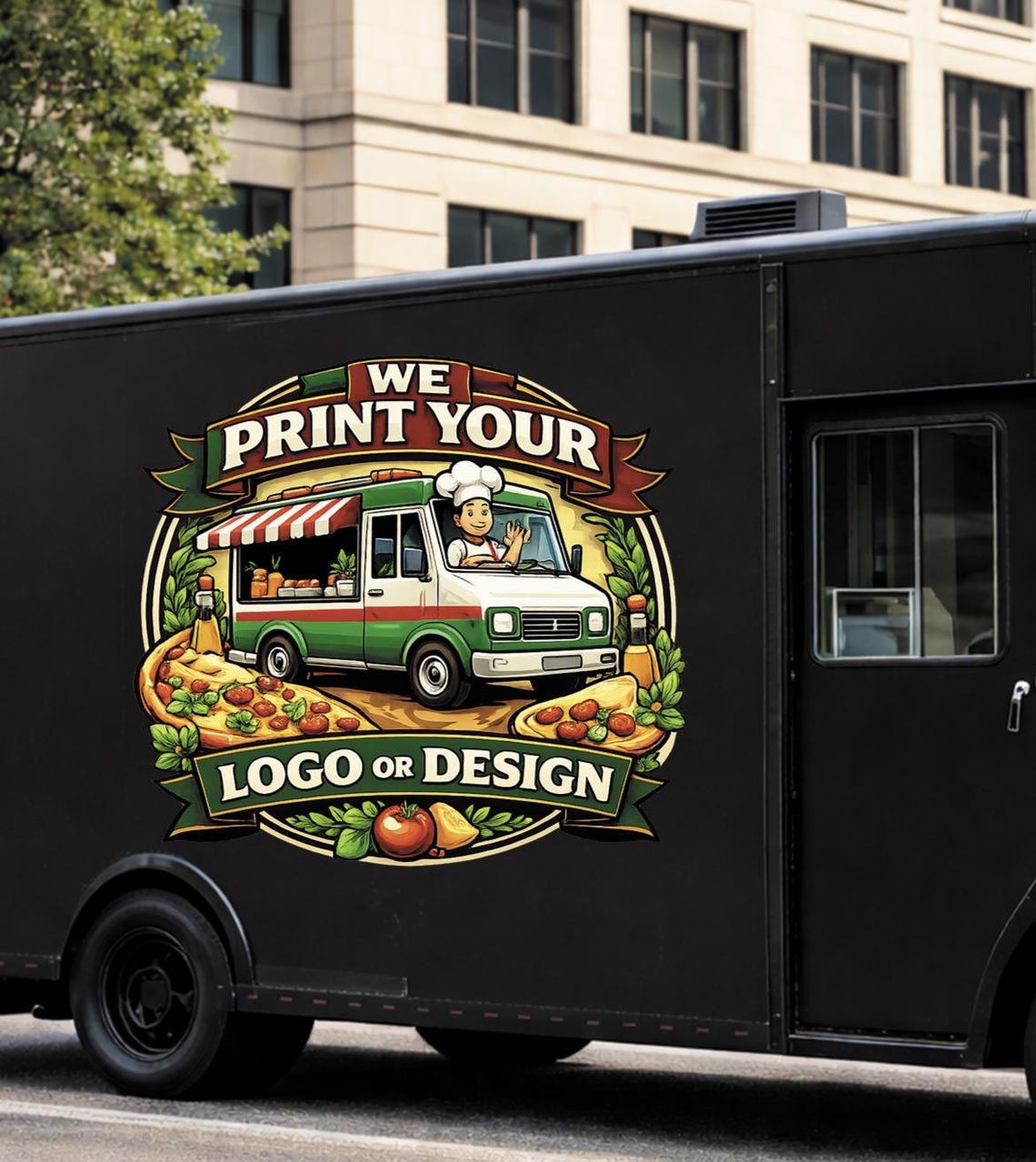 Modecor Food Decals Custom Food Truck Logo Decal Sticker | Custom Text Sticker for Truck ...