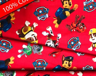 Red Paw Patrol Fabric by the Yard | Boys Paw Patrol fabric for Kids | 100% Cotton Paw Patrol Fabric By the Yard | Ready to Ship