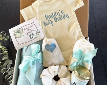 Personalized Custom Text Onesie® Gift Box | Custom Baby Shower Gift Basket | New Mom Personalized Gift | New Mom Gift Basket Care Package