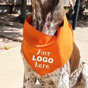 May include: A brown and white dog wearing an orange bandana with the text "Your Logo Here" printed in white.