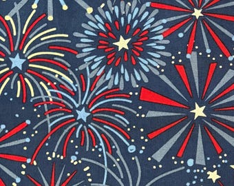 Tessuto per fuochi d'artificio tagliato su misura / Tessuto per il 4 luglio / Tessuto per animali domestici in cotone 100% tagliato su misura / Pronto per la spedizione