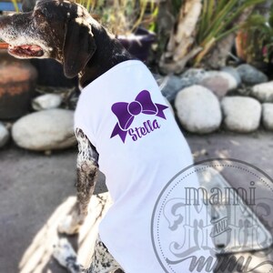 Personalized Large Bow Dog Name Dog T Shirt |  Girl dog Personalized Dog Clothing w/ Dog Name | Custom name shirt for dogs & cats | Dog Gift
