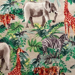 Safari Fabric by the Yard |  fabric for Kids | 100% Cotton Animal Fabric By the Yard | Ready to Ship
