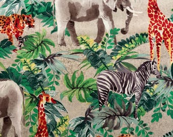 Safari Fabric by the Yard |  fabric for Kids | 100% Cotton Animal Fabric By the Yard | Ready to Ship
