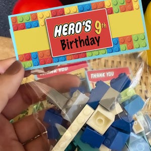 Boys Custom Name Brick Birthday Party favor | Building Blocks Party Kit | Class Gift | Personalized Kids Birthday Party Gifts for guests