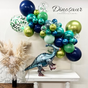 Dinosaur Birthday Balloon Garland Arch Kit, Sage Green and Blue Balloon Garland Kit For Boys Dinosaur Safari Birthday Forest Jungle Birthday