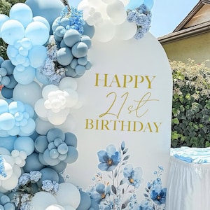 Personalisierte Happy Birthday Party Wandtattoo Zeichen, glücklich 21. Geburtstag Ballon Bogen Wanddekoration, benutzerdefinierte Aufkleber Aufkleber Geburtstag