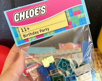 Recuerdo de fiesta de cumpleaños de ladrillo personalizado / Kit de fiesta de bloques de construcción / Regalo de clase / Regalos personalizados para fiestas de cumpleaños infantiles para invitados