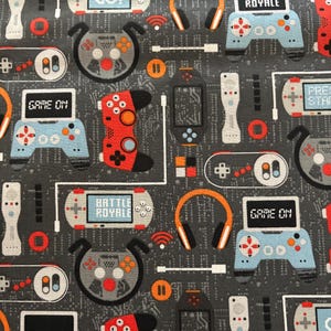 Video Game Console Gamer Fabric by the Yard |  fabric for Kids | 100% Cotton Gamer Fabric By the Yard | Ready to Ship