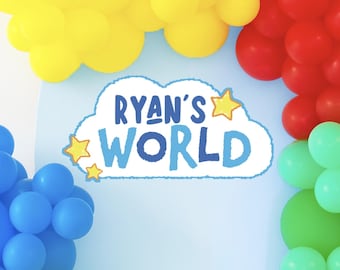 Your World Custom name Party Wall Decal Sign, Balloon Arch Wall Decoration, Birthday party sticker, candy bag stickers, water bottle sticker