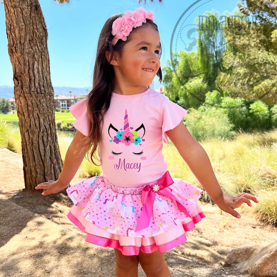 Custom Name Unicorn Birthday Tutu Skirt Girls Custom Text Unicorn