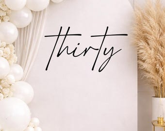 30th 40th 50th Birthday Backdrop Decal | Hello Thirty Custom Vinyl Sign | Milestone Birthday Balloon Arch Decor | Personalized Name Sign