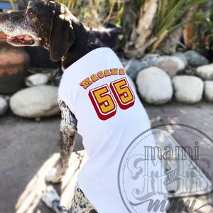 Personalized Sports Dog T Shirt with Name and Number | Personalized Dog Clothing w/ Dog Name | Custom name shirt for dogs & cats