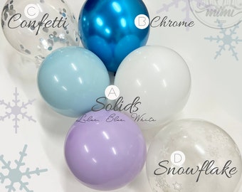 Frozen Winter Wonderland balloon garland arch DIY kit, Winter Ice Princess balloon arch Birthday Party decor, luxury double stuffed balloons