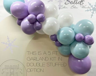 Frozen Winter Wonderland balloon garland arch DIY kit, Winter Ice Princess balloon arch Birthday Party decor, luxury double stuffed balloons