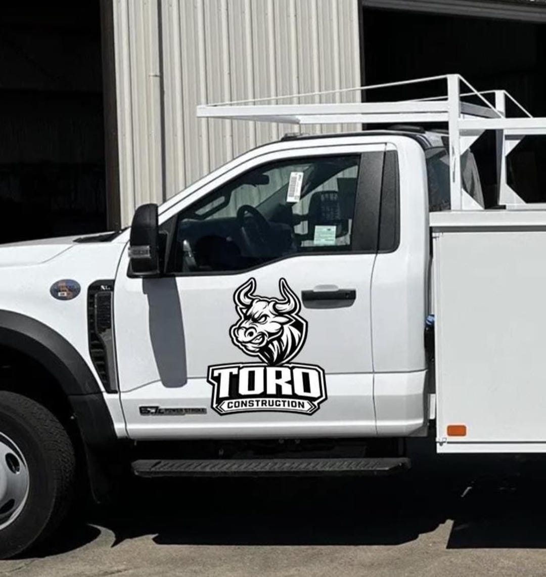 Work Vehicle Sticker Work Truck Custom Logo or QR Codes | Custom Text Stickers for Work ...