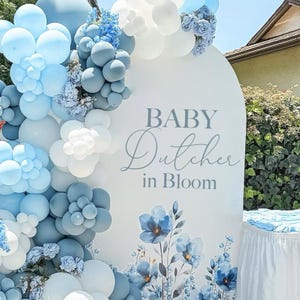 Baby in Bloom Last Name baby Shower Party Wall Decal Sign, Balloon Arch Wall Decoration, Gender Reveal Baby Shower Decor, Baby Decal Sticker