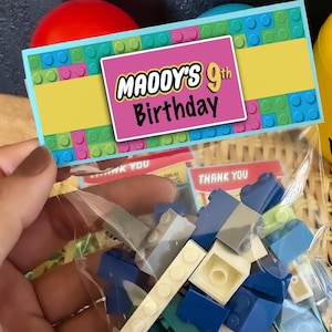 Aangepaste naam baksteen verjaardagsfeestje meisjes | Feestpakket bouwstenen | Lescadeau | Gepersonaliseerde verjaardagscadeaus voor kinderen voor gasten