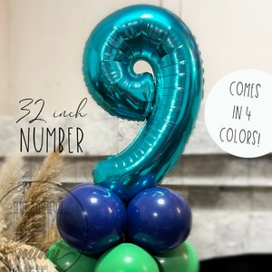 Palloncino gigante in lamina di Mylar con numeri color verde acqua, decorazione per feste con numeri giganti da 32 pollici, palloncino per il primo compleanno, palloncino gigante con numeri 1 2 3 4 5 6 7 8 9 0