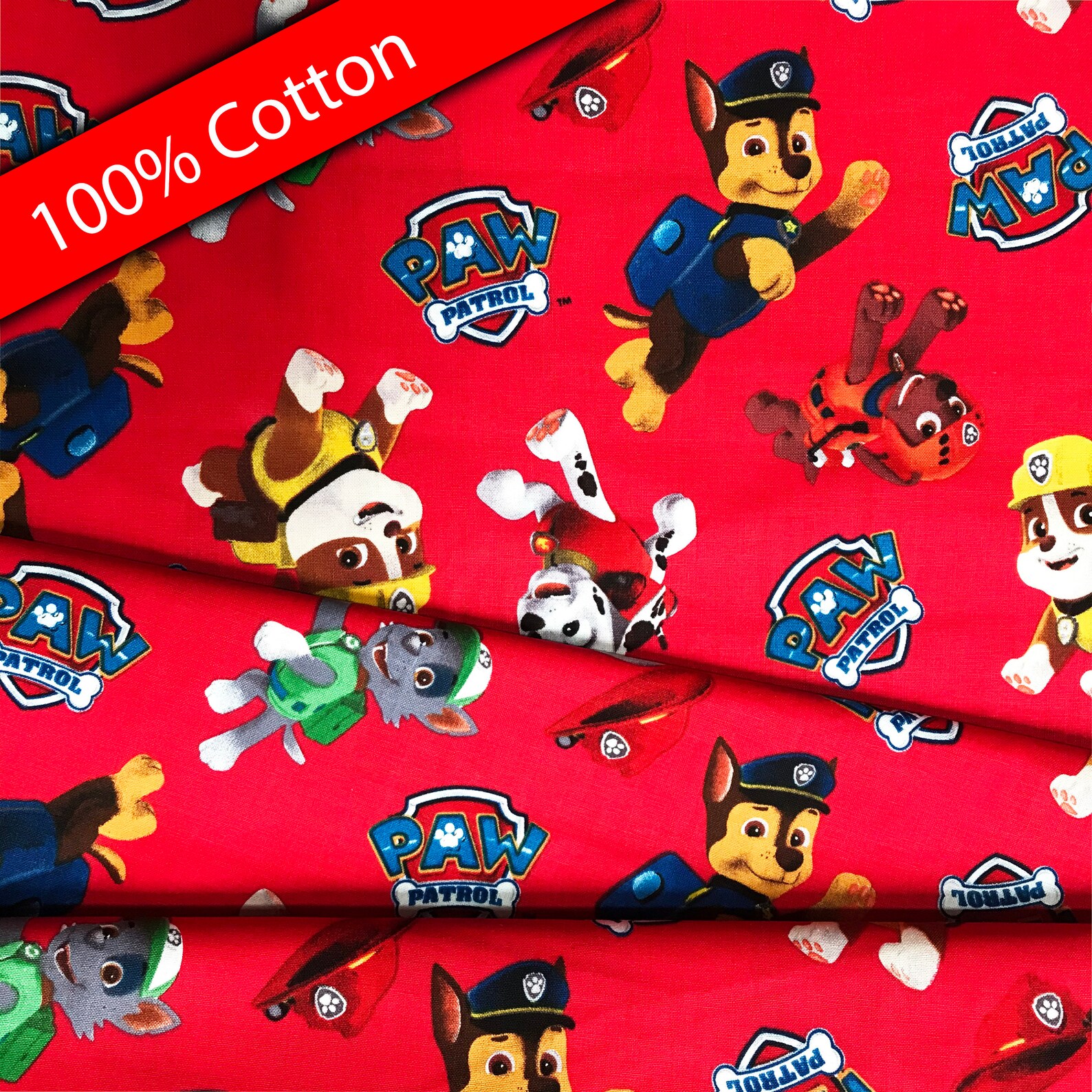 Red Paw Patrol Fabric by the Yard Boys Paw Patrol fabric for Etsy