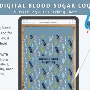 Diabetic Blood Sugar Monitoring Log | 26 Hyperlinked Pages | Handy Checking Sheet & Advice | iPad ~ Android ~ Tablet ~ PC ~ Phone