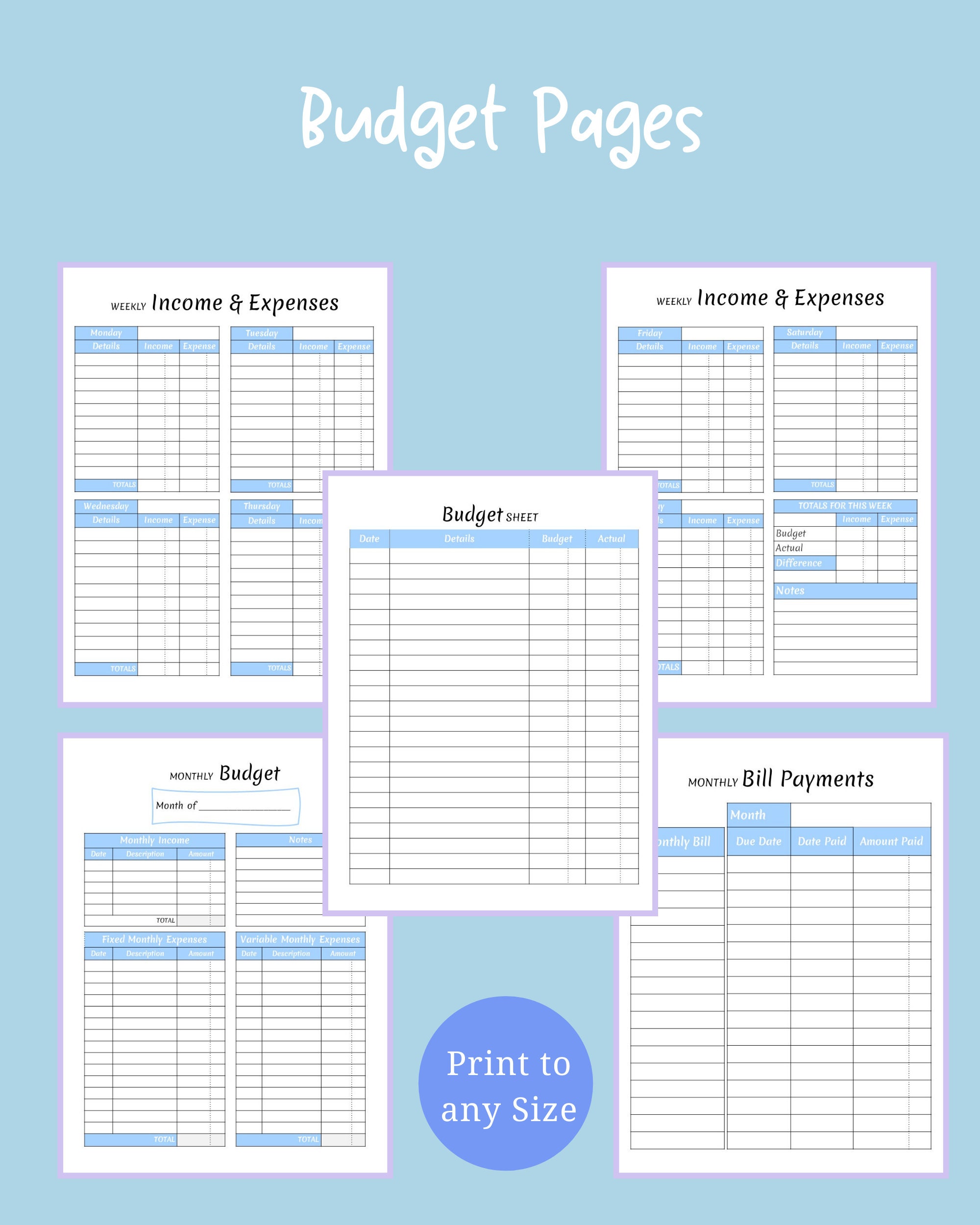 Budget Planner Set Printable Budget Planner Templates 14 Page | Etsy