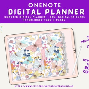 OneNote  Digital Planner ~ Undated ~ 700 Plus Pre-cut Stickers ~ Hyperlinked Tabs ~ Unique Split Planner