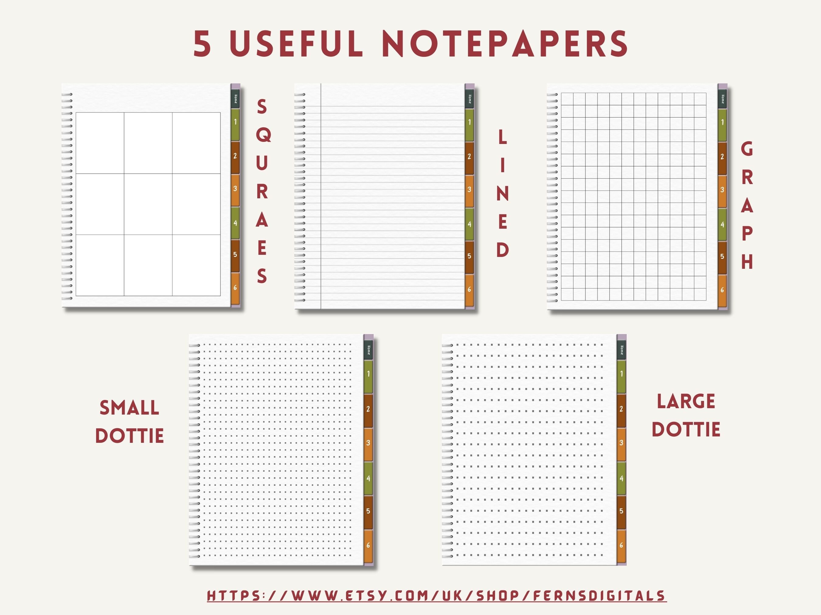 Digital Notebook With 6 Sections & 5 Different Notepaper Styles ~ for ...