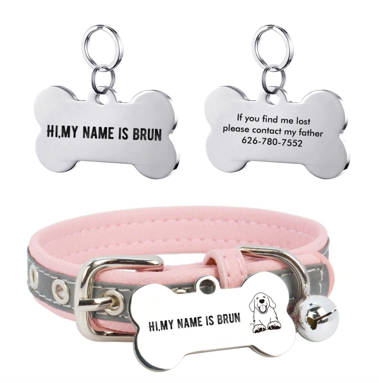 Dog Name Keychain Personalized Dog Keychain Bone Dog name Etsy