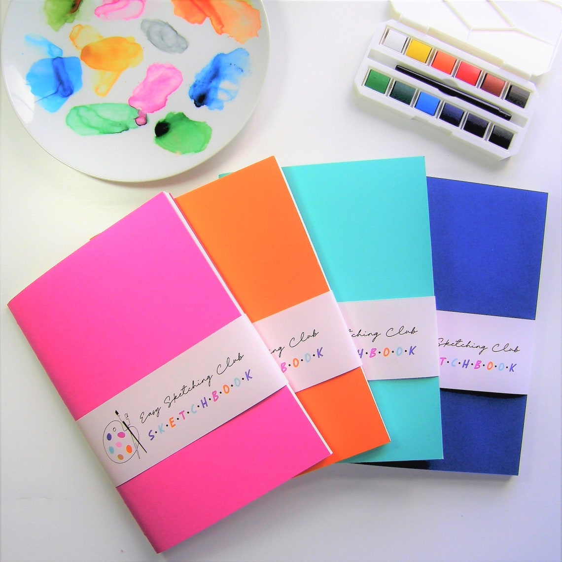 A5 handmade watercolour sketchbook Orange mixed media Etsy