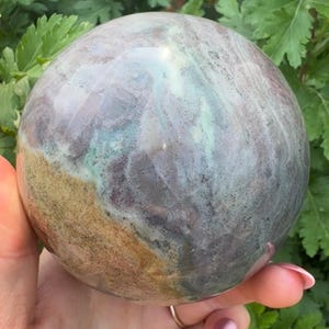 Large Purple & Teal Ocean Jasper Sphere - Madagascar - 1 kg