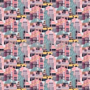 New York City Seamless Pattern File, NYC Pattern, Urban City Repeat Pattern, NYC Digital Scrapbook Paper, The Big Apple Theme Printable File