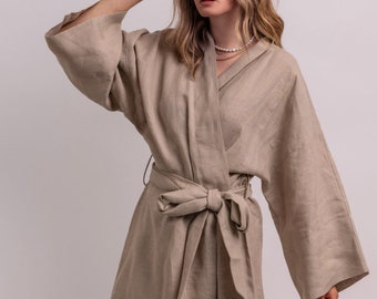 Kimono made from natural linen