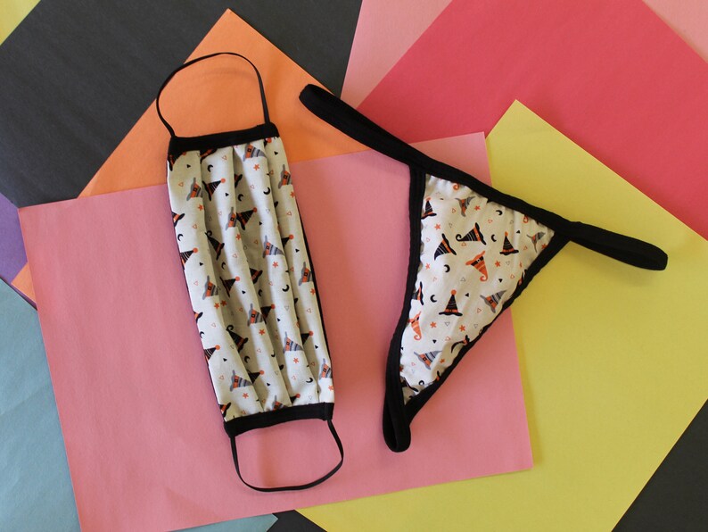 Cotton Halloween Face Mask en Thong Bottom Set Etsy