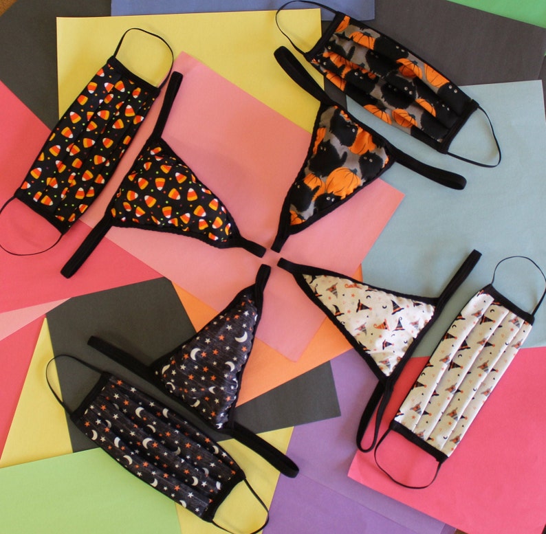 Cotton Halloween Face Mask and Thong Bottom Set Double Etsy